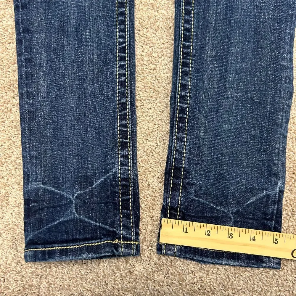 Miss Me Sunny Skinny Denim Jeans Women Size 26 Embroidery Thick‎ Stitch Distress